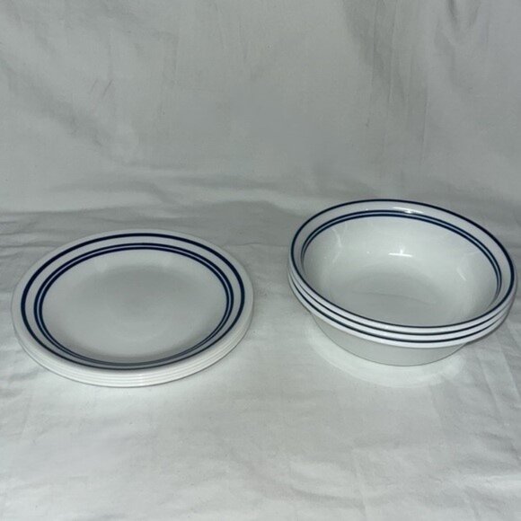 Corelle Classic Cafe Blue 3/4 Bread Butter Plate 1/4 Soup/Cereal  Bowl